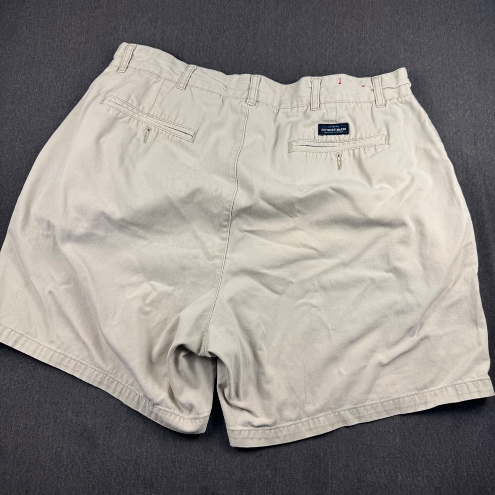 Southern Marsh Mens Khaki Chino Shorts Tan Cotton Twill Size 36 Flat Front 7in - Picture 2 of 10